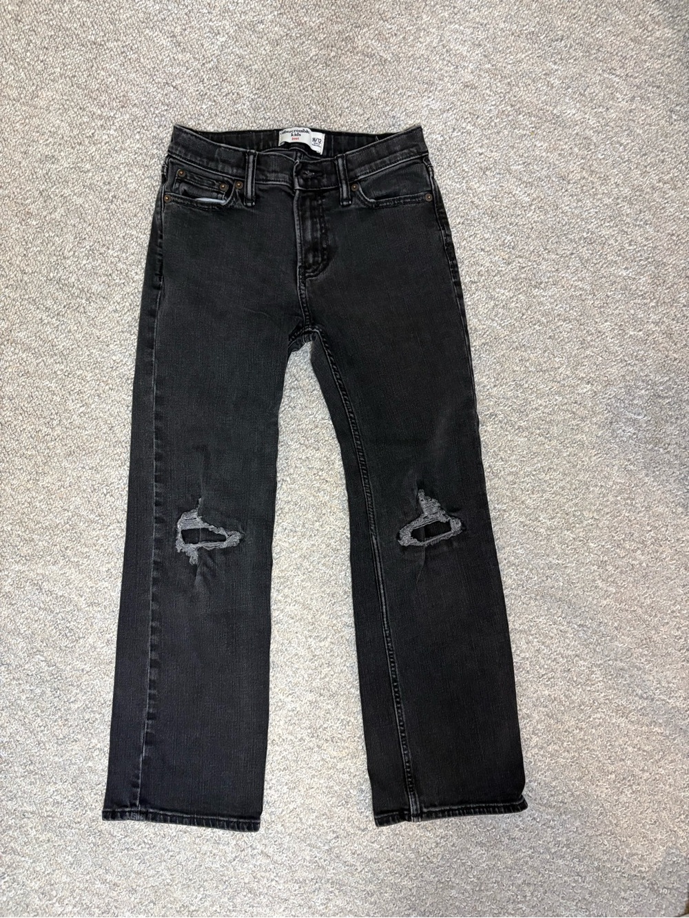 Abercrombie kids boot cut distress black jeans
